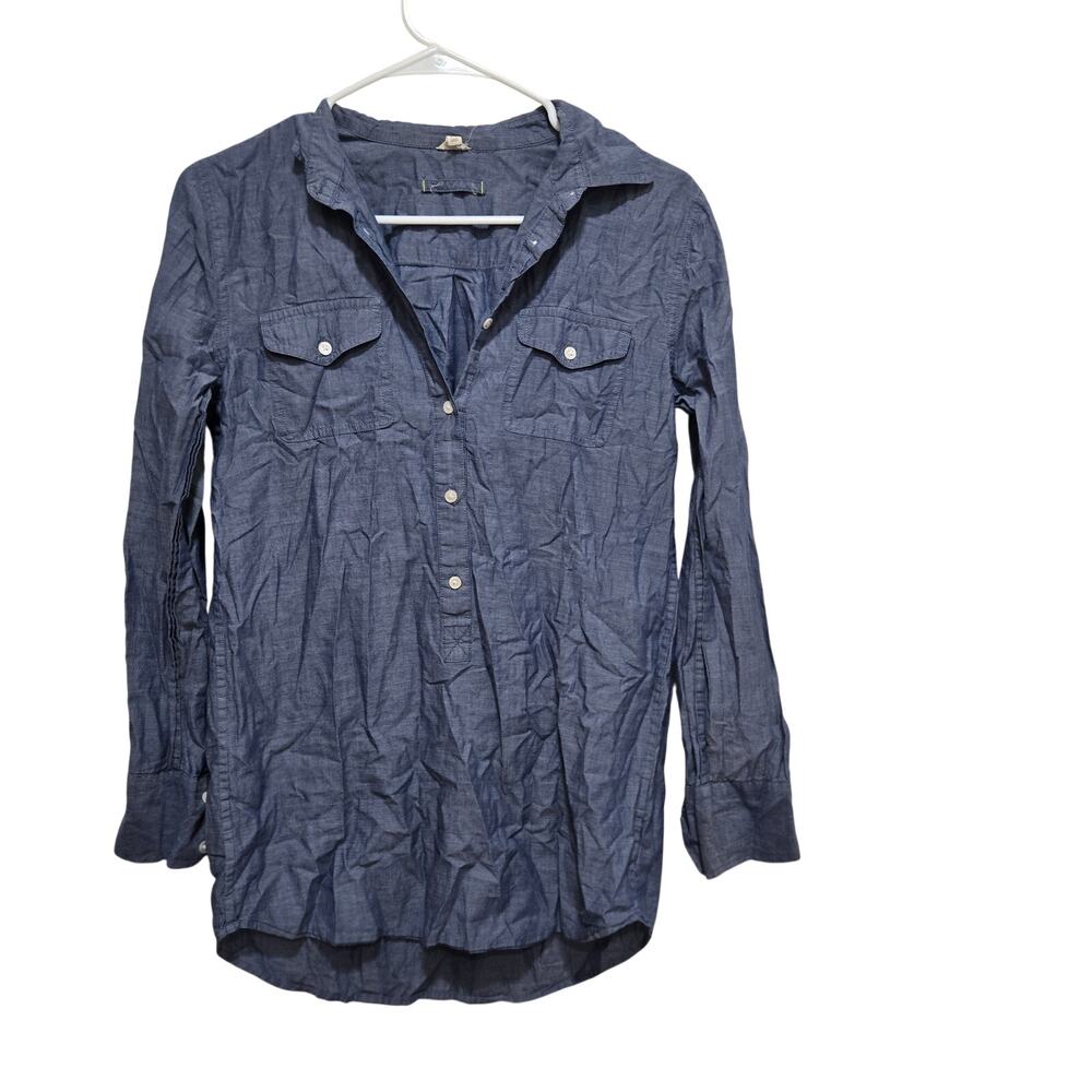 J.Crew Blue Chambray Utility Popover Shirt XS